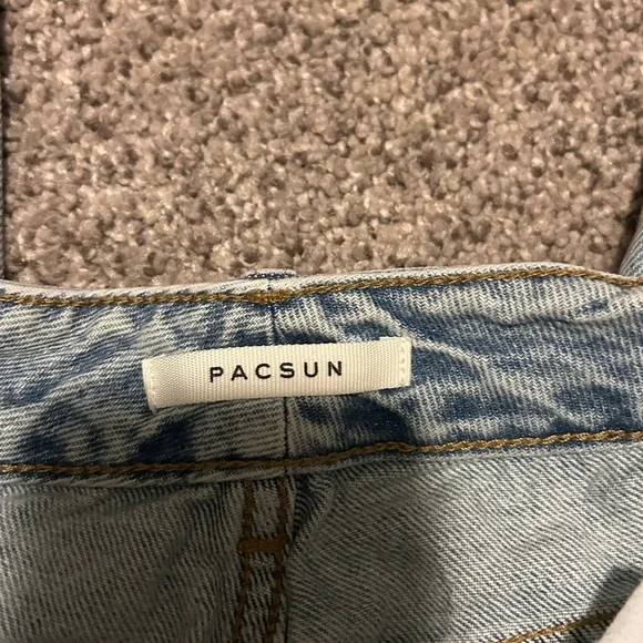 PacSun Mom Jeans Size 28 High Rise Distressed Light Wash Straight Leg - Picture 4 of 11